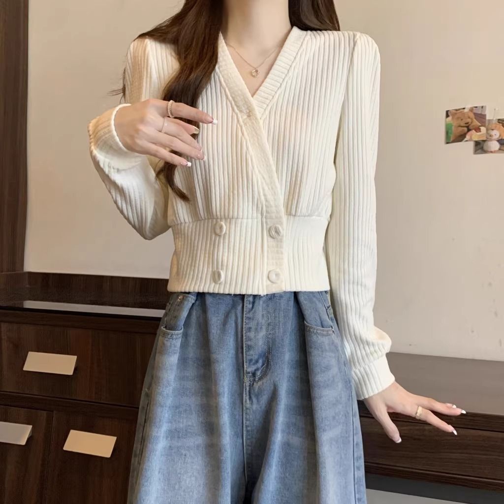 Dropped-shoulder Womens Sweater Fitted Base Layer Top