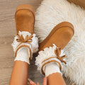 Lace Trim Bow Platform Snow Boots Women 2026 Winter New Sweet Fleece Lined Thickened Warm Cotton Boots