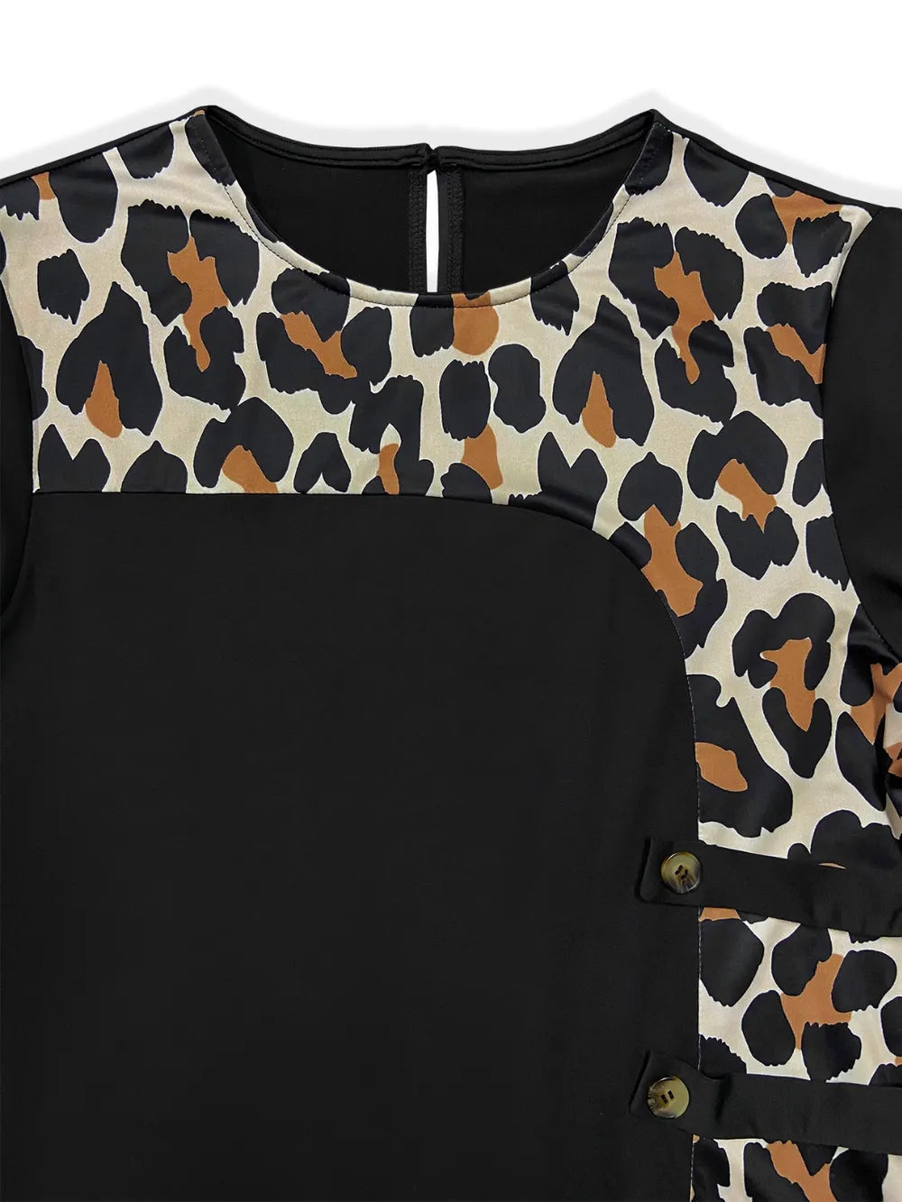 Leopard Round Neck Long Sleeve Dress