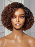 Wig Fashionable Synthetic Cap Brown Side-Parted Short Curly Hair African Curls