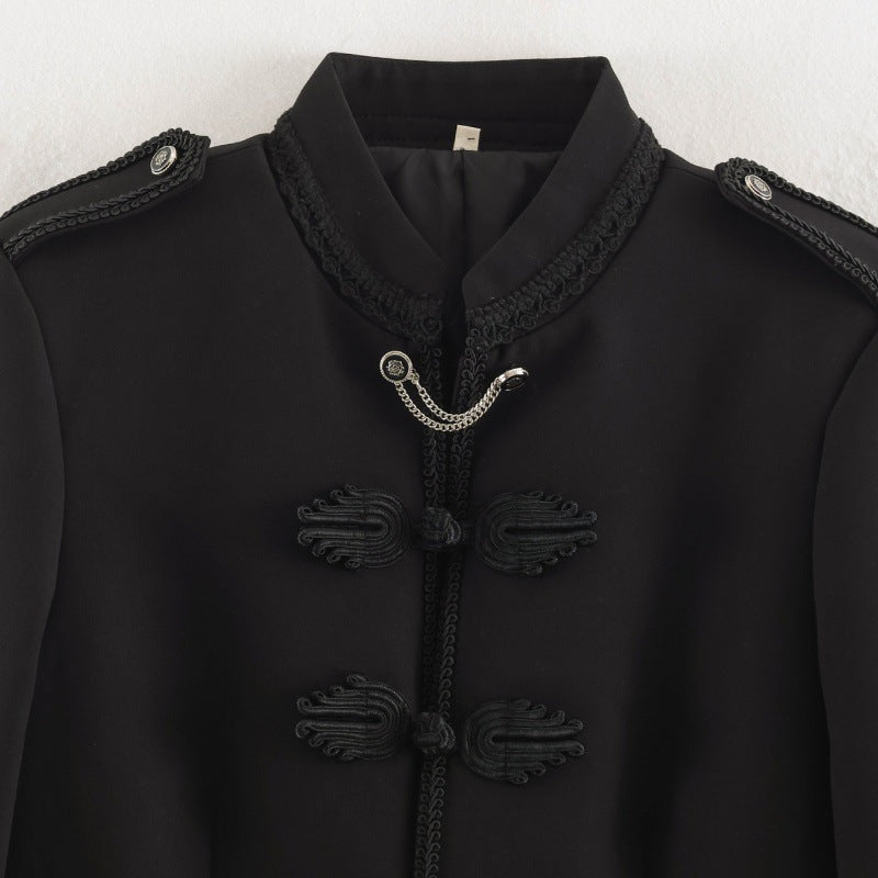 Vintage Frog-Button Lace-Patchwork Jacket Coat