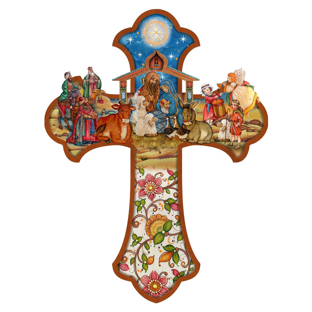 Nativity Cross Outdoor Decor by G. DeBrekht - Nativity Holiday Decor - 8191164F