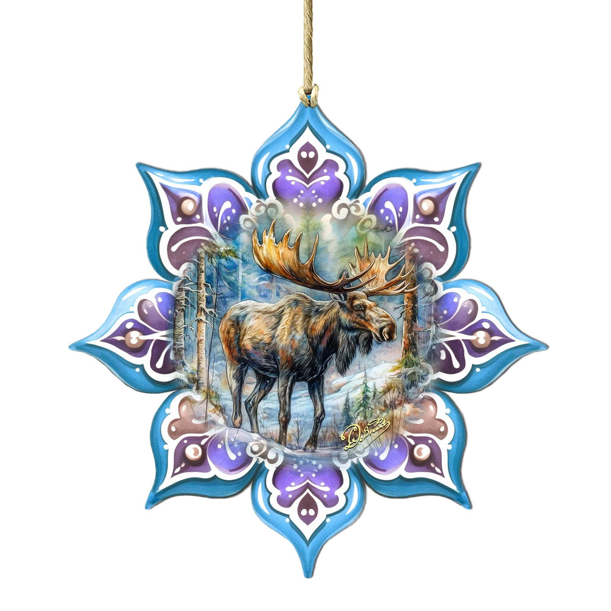 Moose Snowflake Large Wooden Ornament by G. Debrekht - Nature Wildlife Décor - 8688414M