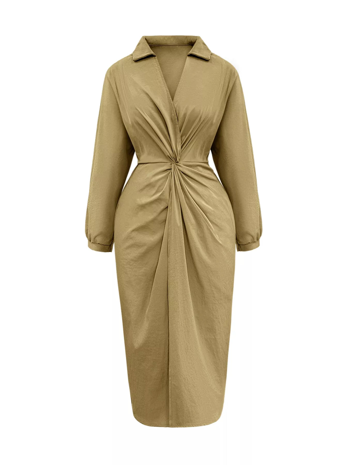 Twist Front Split Midi Dress