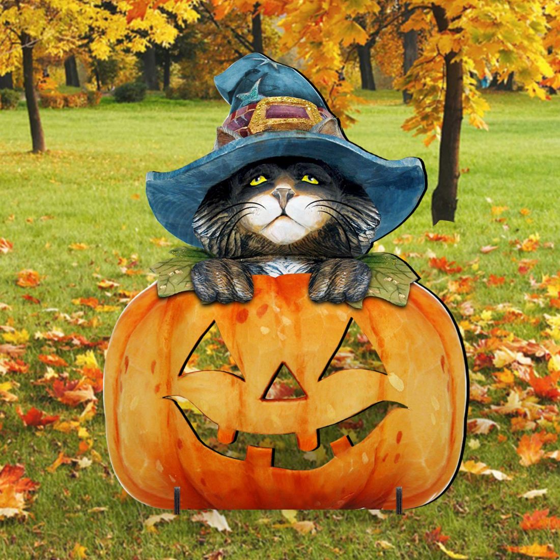 Black Cat Pumpkin Halloween Outdoor Decor by G. DeBrekht - Thanksgiving Halloween Decor - 8158416F