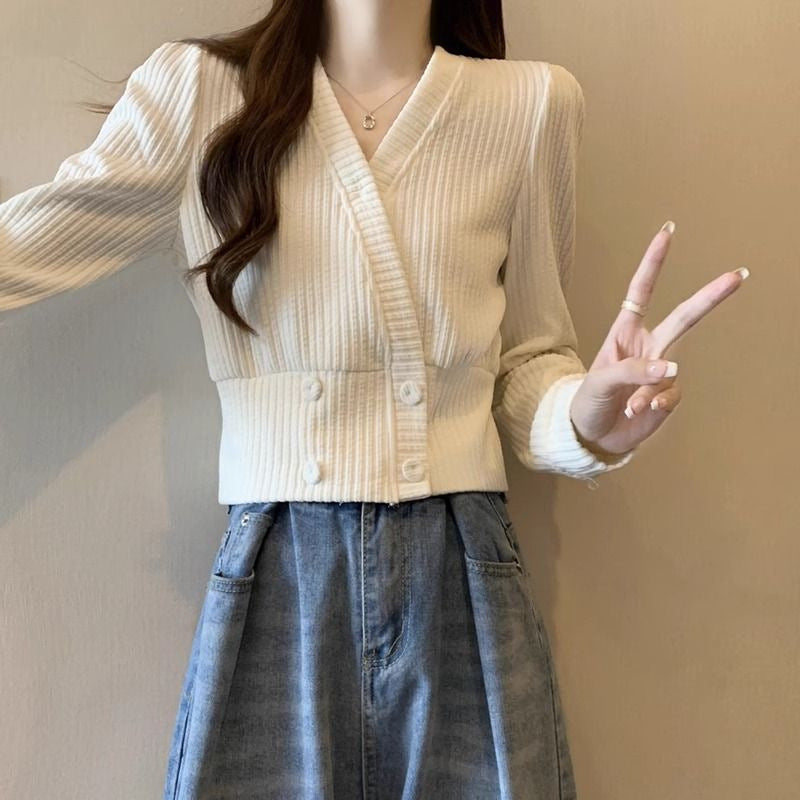 Dropped-shoulder Womens Sweater Fitted Base Layer Top