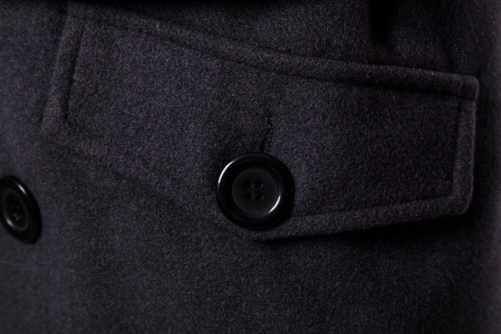 Double-breasted Hooded Belted Mid-length Wool Trench Coat