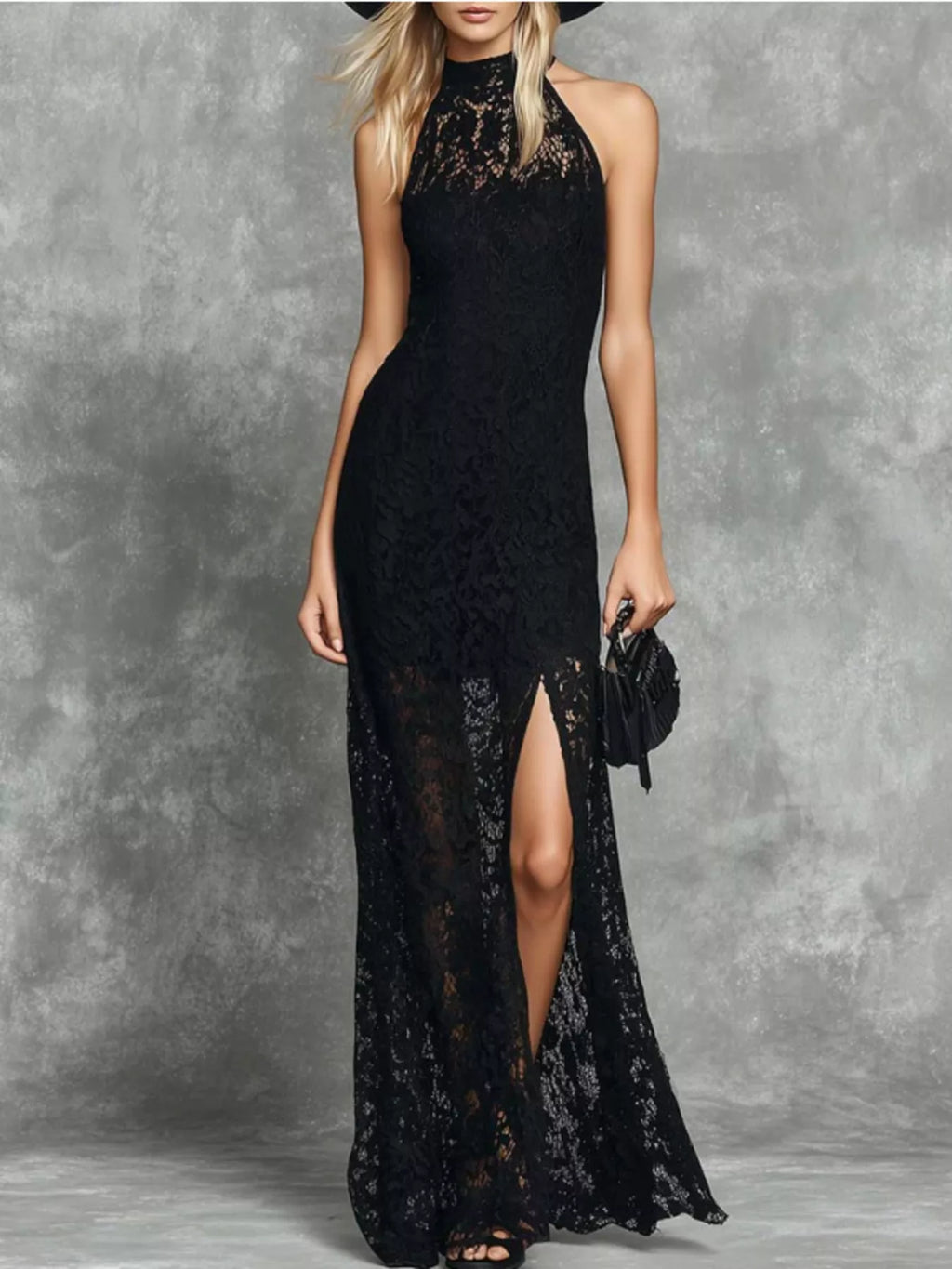 Slit Lace Sleeveless Maxi Dress