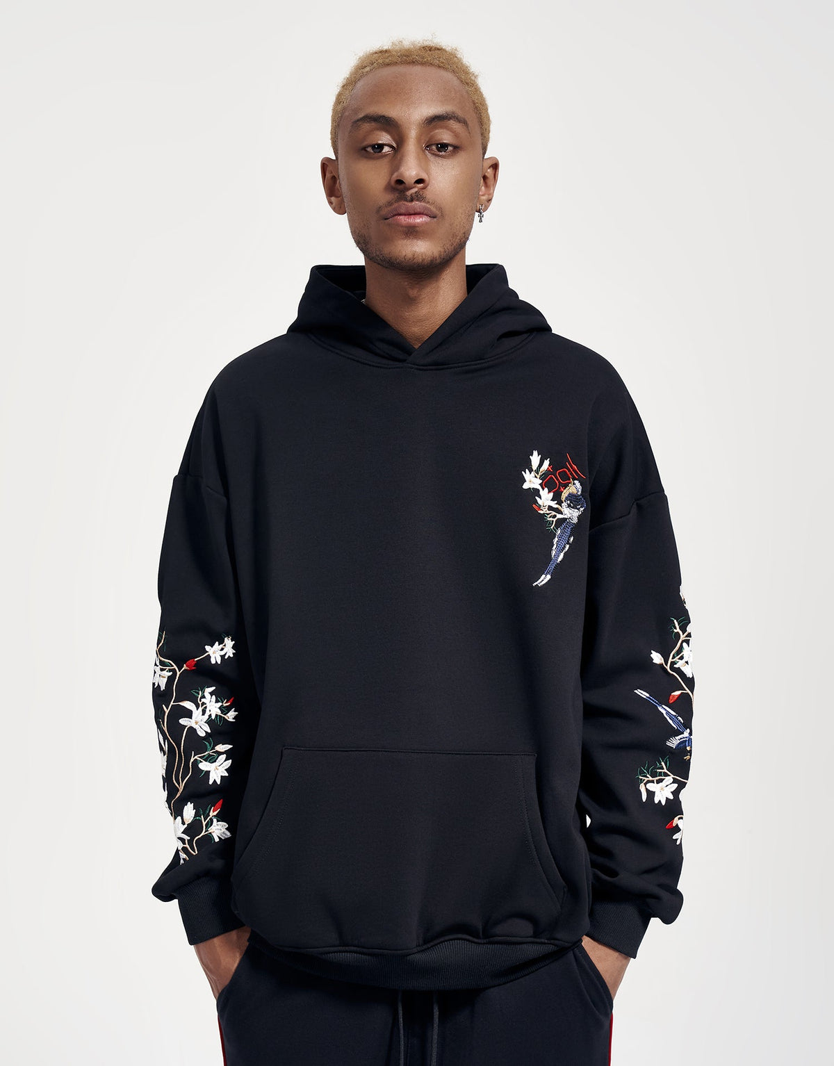 KH9083 Flowers Birds Embroidery Hoodie