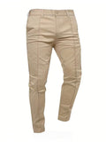 Mens Slim-fit Casual Pants Solid Color