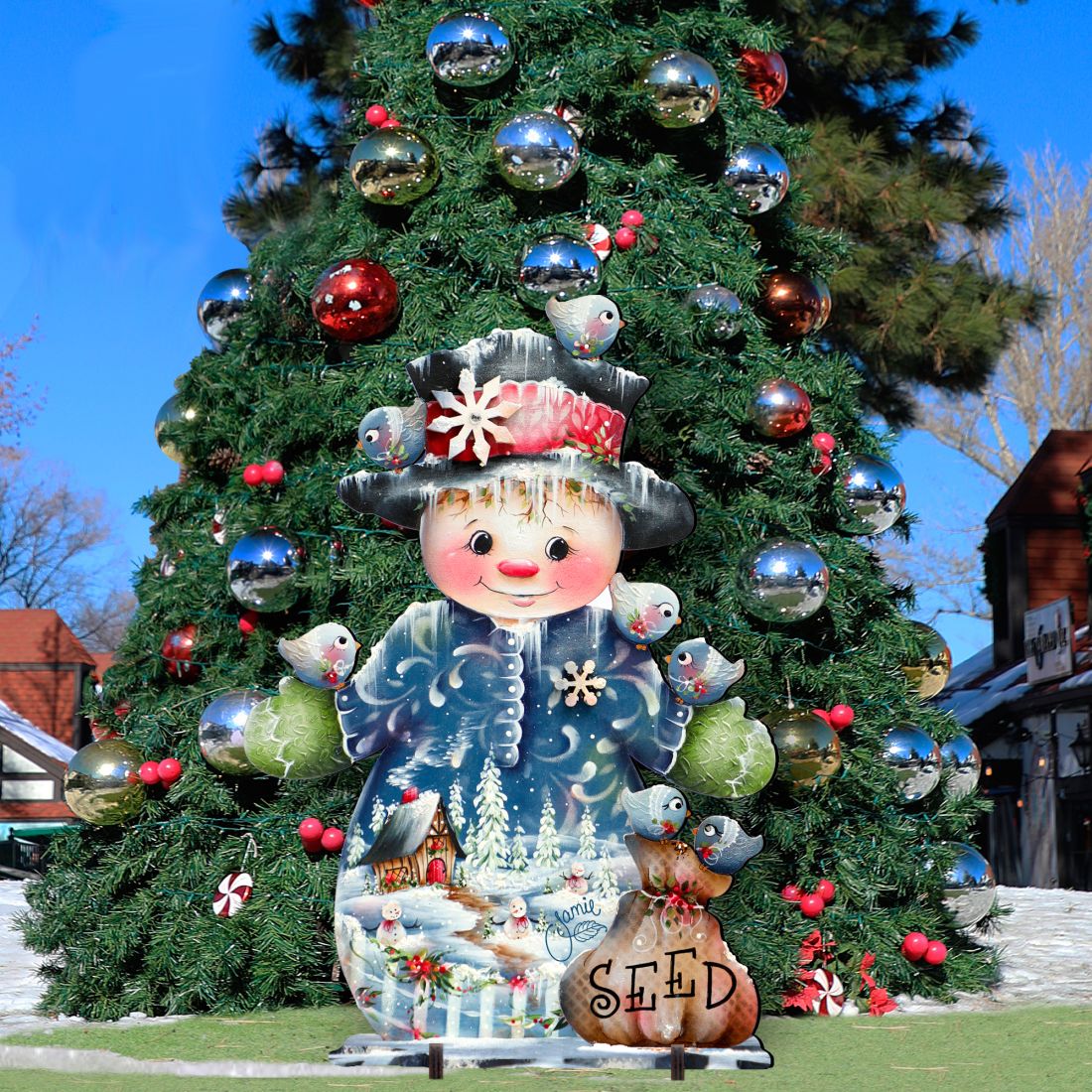 Blue Seed Freezing Christmas Outdoor Yard Sign by Jamie Mills-Price Christmas Santa Snowman Decor - 8457511F
