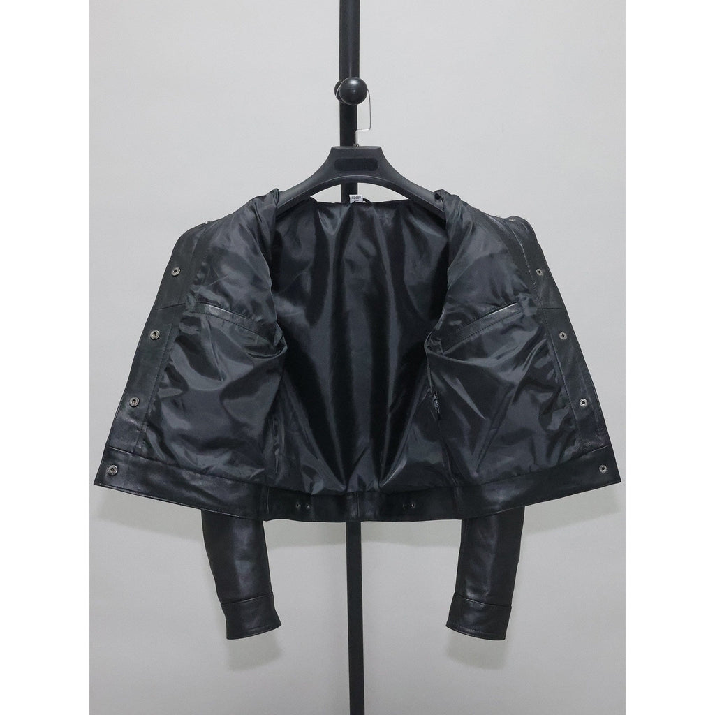 Womens Slim-fit Short Full-Grain Sheepskin Leather Jacket