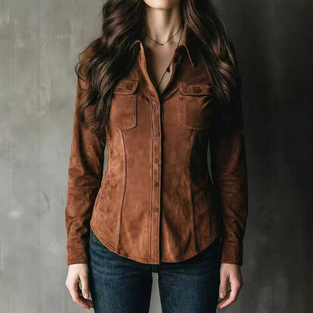 Vintage Suede Women's Long-sleeve Top