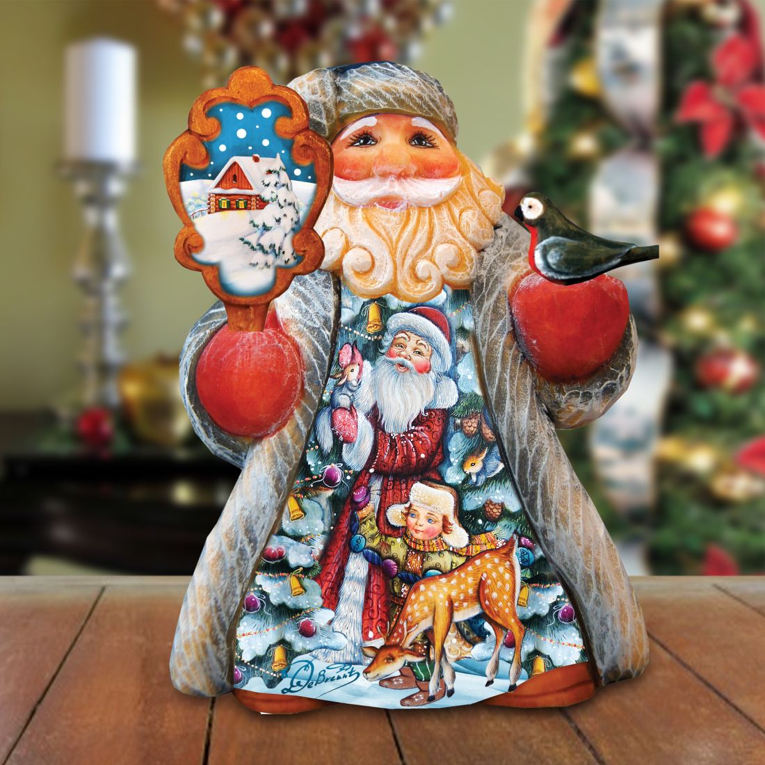 Tiny Tale Santa with Kids Christmas Figurine by G. DeBrekht - Christmas Santa Snowman Decor - 561646