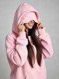 Women's Hooded Unisex Set With Eye Mask And Fleece Lining