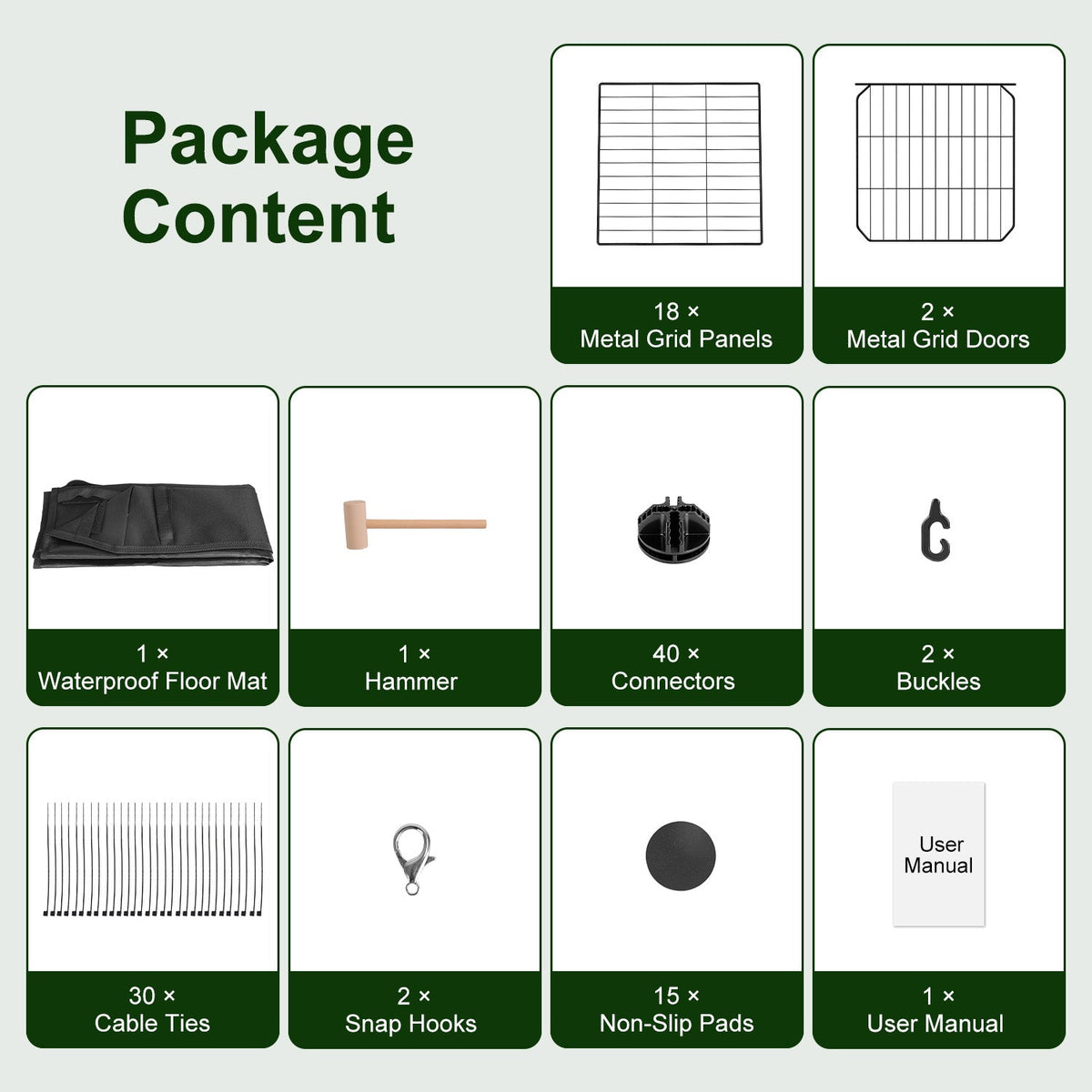Guinea Pig Cage 47x24x12" with 20 Panels & Waterproof Mat