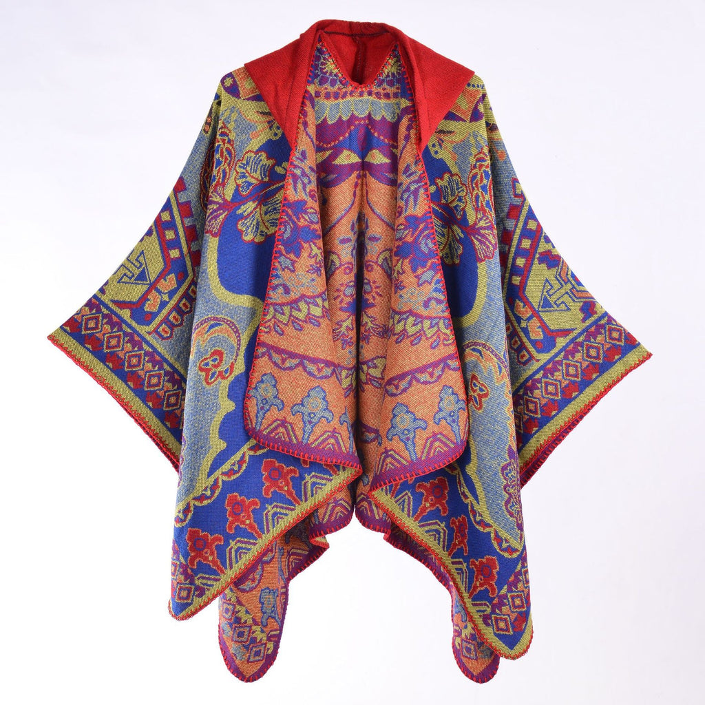 Floral Photography Knitted Hooded Cape