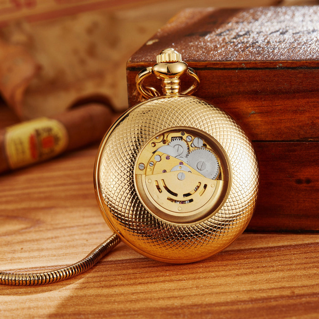 Fully Automatic Movement Flip-Open Engraved Pocket Watch