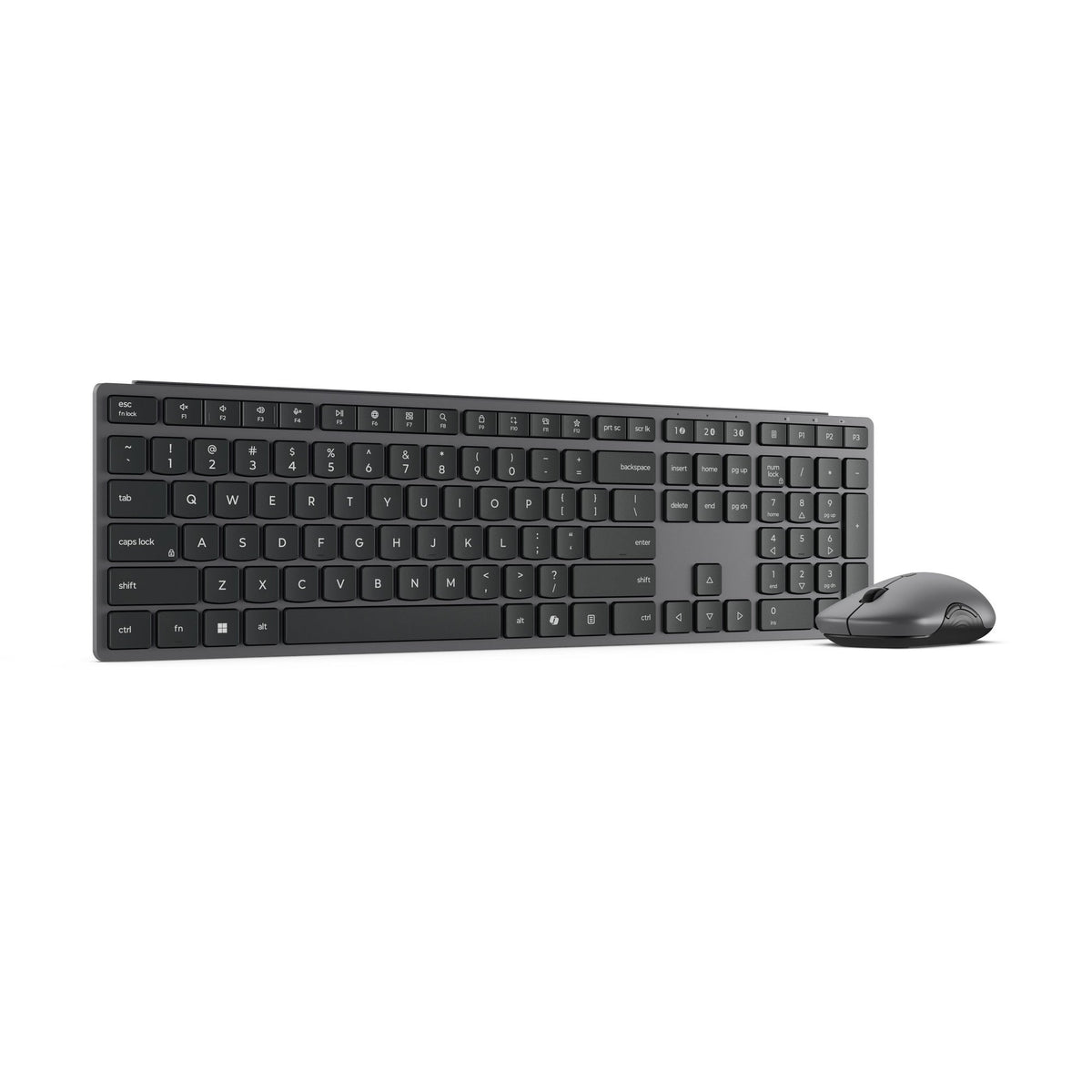 Lenovo 700 modern multi-device wireless combo desktop set (grey, US layout (QWERTY), 100%, 4000 dpi, 2.4 GHz, BT 5.3, USB-A)