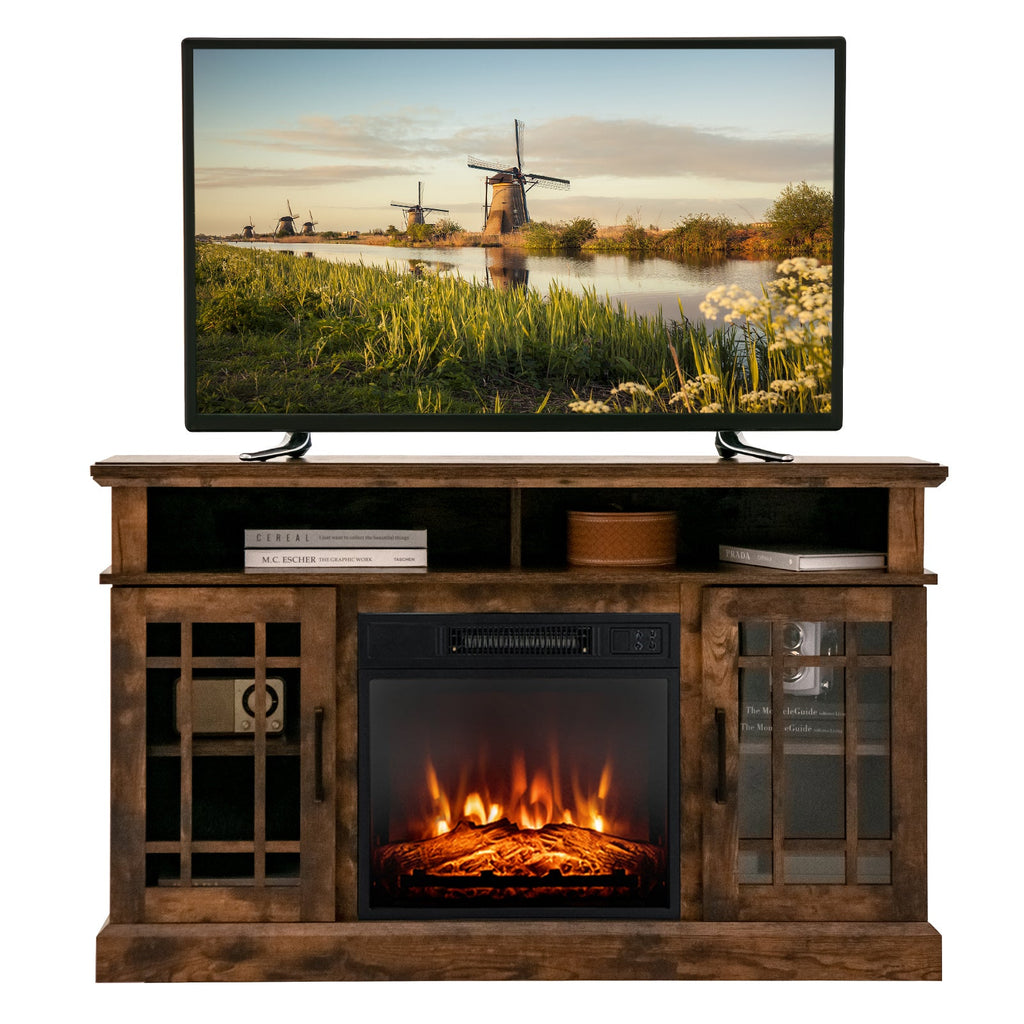 48 Inch Electric Fireplace TV Stand with Cabinets for TVs Up to 5