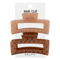 Eklips Rectangular Frosted Hair Claws Cream & Brown 2-Pack