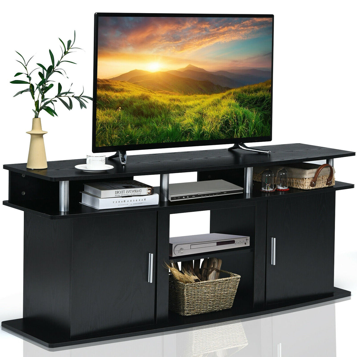 63 Inch TV Entertainment Console Center with 2 Cabinets