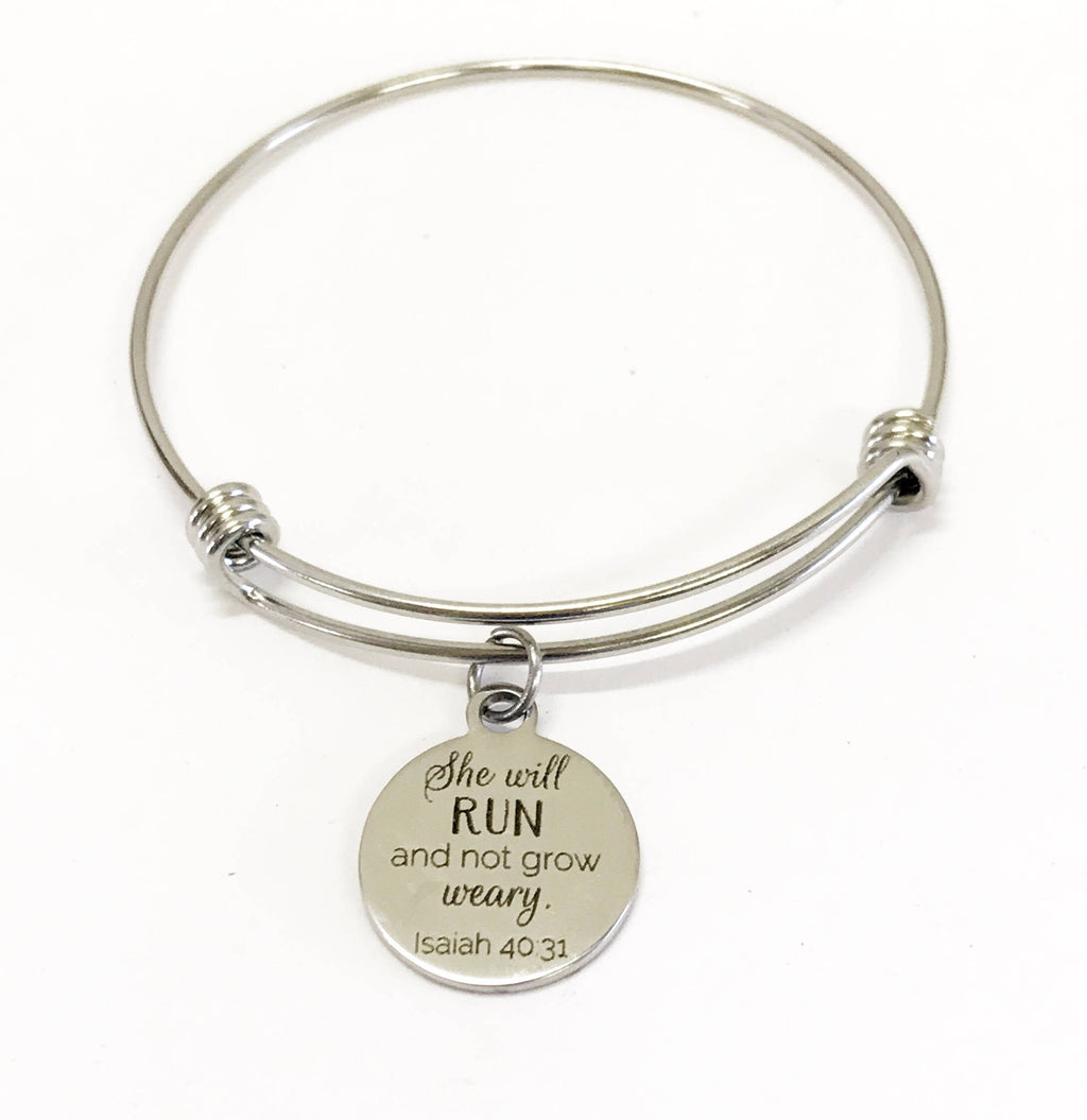 Scripture Jewelry Gifts, She Will Run And Not Grow Weary Bracelet, Isaiah Bible Verse Gifts, Christian Gifts, Religious Jewelry Gift For Her