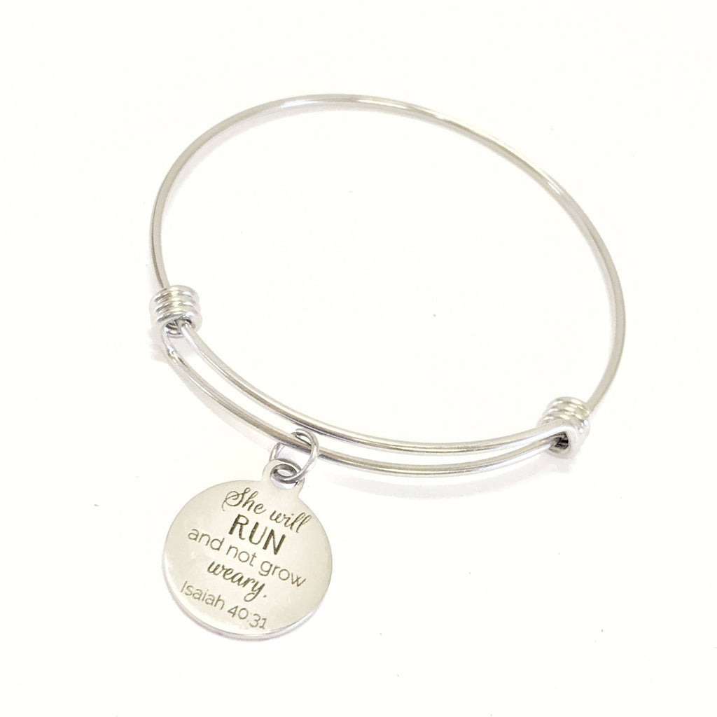 Scripture Jewelry Gifts, She Will Run And Not Grow Weary Bracelet, Isaiah Bible Verse Gifts, Christian Gifts, Religious Jewelry Gift For Her