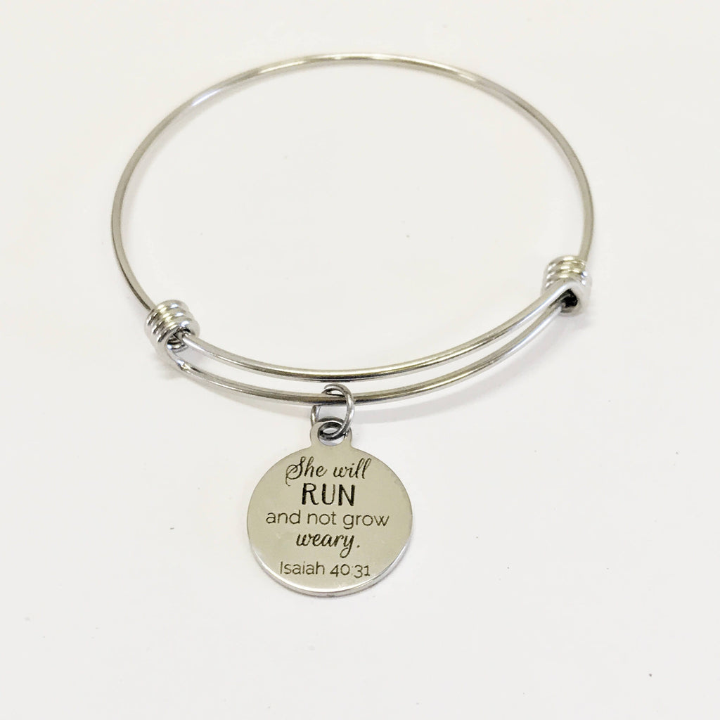 Scripture Jewelry Gifts, She Will Run And Not Grow Weary Bracelet, Isaiah Bible Verse Gifts, Christian Gifts, Religious Jewelry Gift For Her