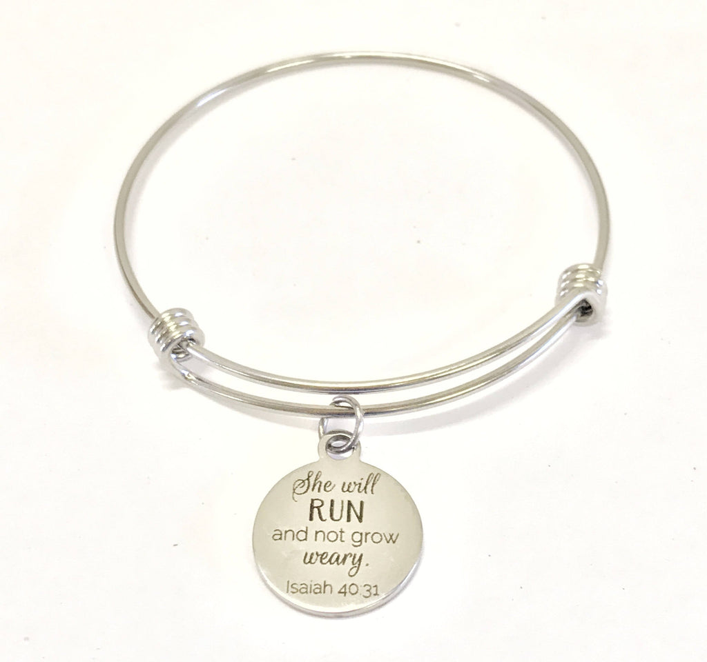 Scripture Jewelry Gifts, She Will Run And Not Grow Weary Bracelet, Isaiah Bible Verse Gifts, Christian Gifts, Religious Jewelry Gift For Her