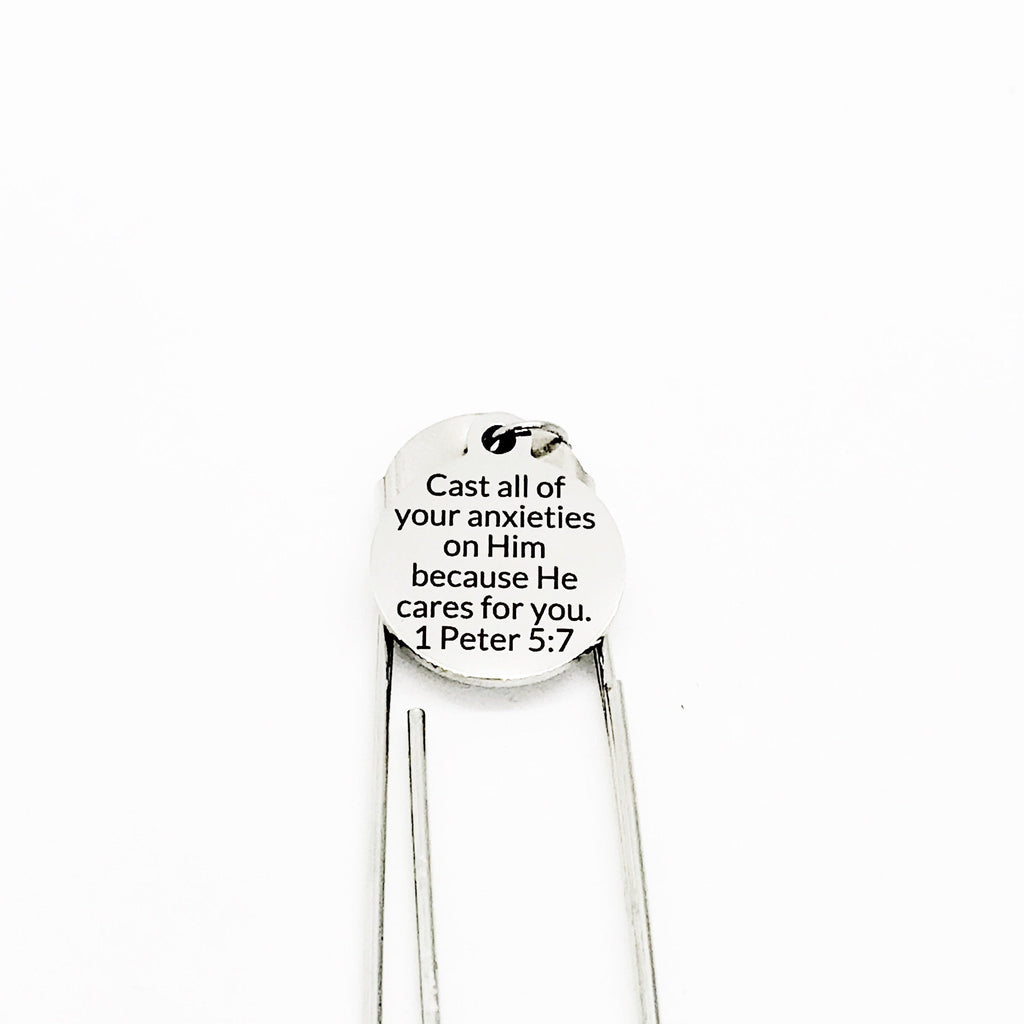 Scripture Gift, Cast All Of Your Anxieties On Him Bookmark, 1 Peter 5 7, No Worries, Bible Verse Gift, Bible Verse Bookmark, Scripture Quote
