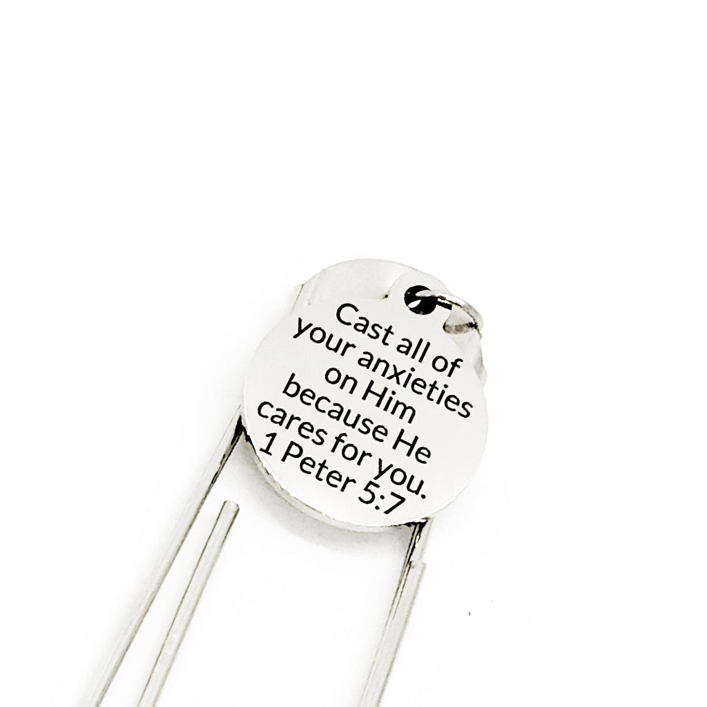 Scripture Gift, Cast All Of Your Anxieties On Him Bookmark, 1 Peter 5 7, No Worries, Bible Verse Gift, Bible Verse Bookmark, Scripture Quote