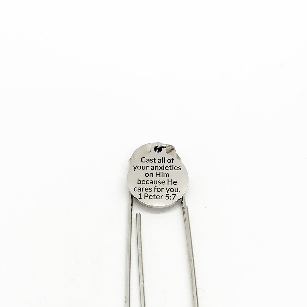 Scripture Gift, Cast All Of Your Anxieties On Him Bookmark, 1 Peter 5 7, No Worries, Bible Verse Gift, Bible Verse Bookmark, Scripture Quote