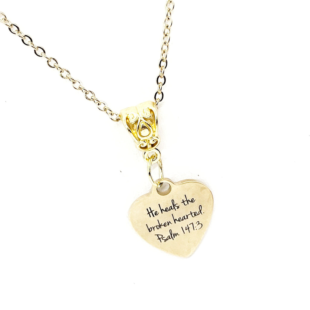 Faith Gift, He Heals The Brokenhearted Necklace, Sympathy Gift, Psalm 147 3, Christian Jewelry, Faith Jewelry, Christian Woman Gift For Her