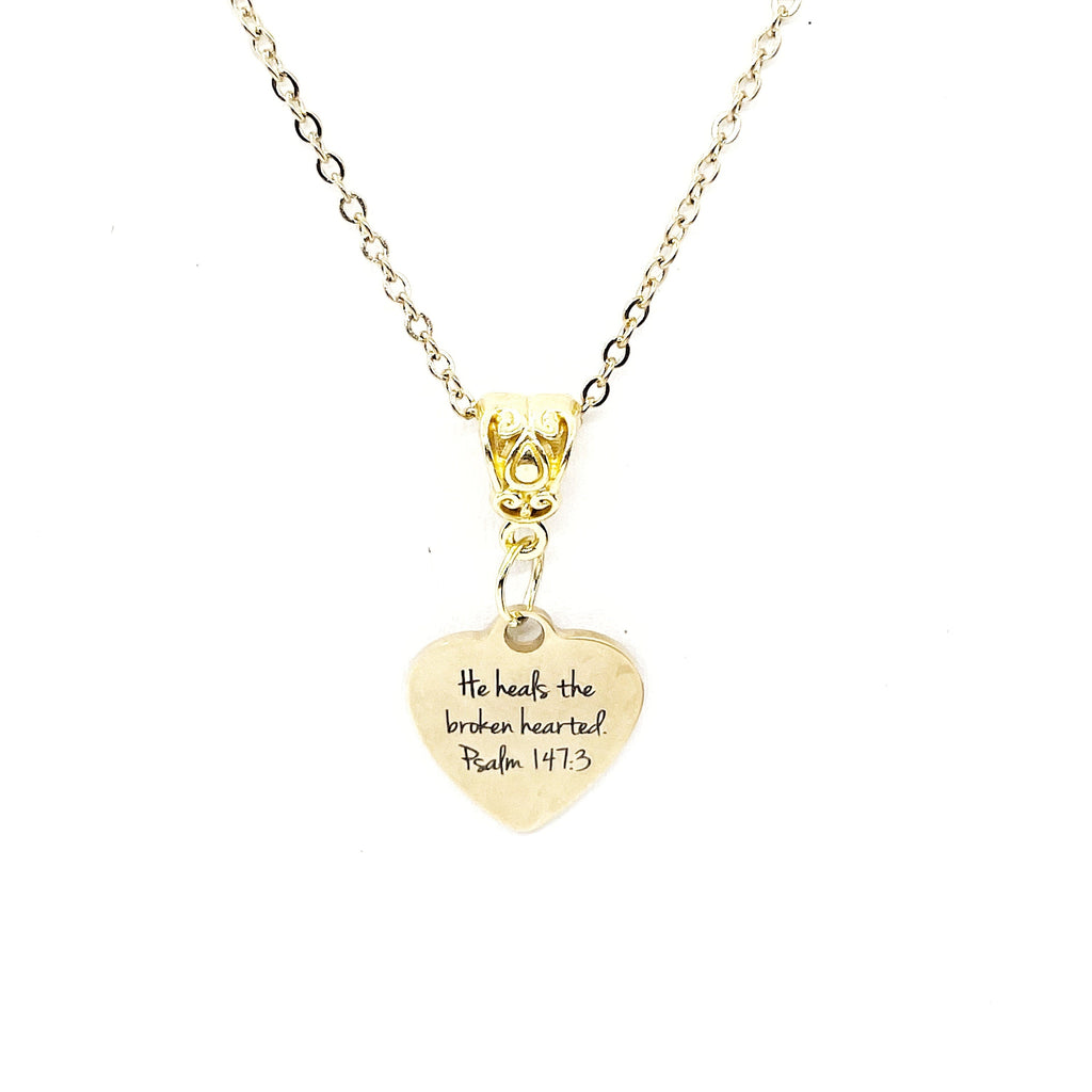 Faith Gift, He Heals The Brokenhearted Necklace, Sympathy Gift, Psalm 147 3, Christian Jewelry, Faith Jewelry, Christian Woman Gift For Her