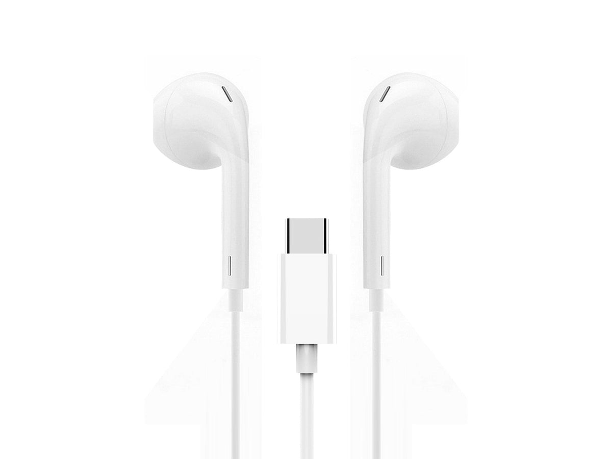 Techancy Auricular Estéreo Com Fios Type-C Branco TD8042, Chip Dsp Com Controlo De Volume Para Uma Utilização Confortável.