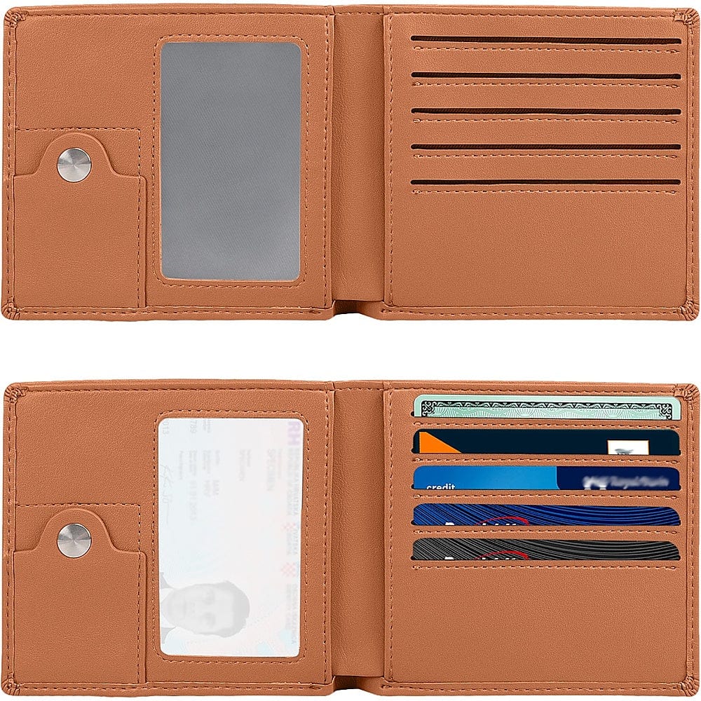 Genuine Leather Wallet Case for Apple AirTag - Brown