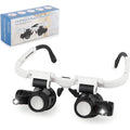 2-LED Head-Mounted Magnifier Glasses – 8x/15x/23x with Repair Light