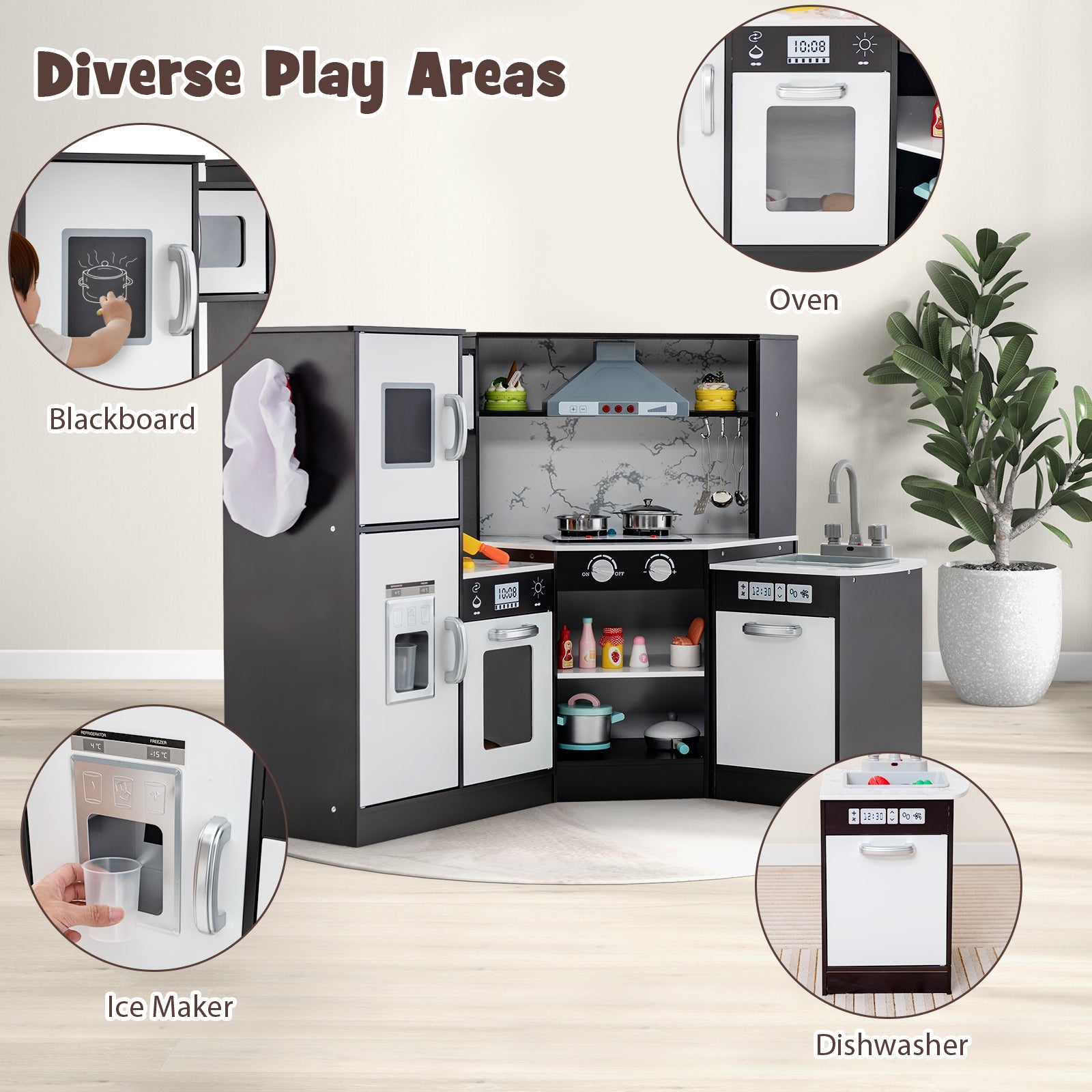 Kids Corner Pretend Kitchen Playset with Separated Washing Basin