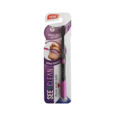 Dentiste See+ Light-Up Plaque Detecting Toothbrush: See Plaque, Brush Better. Oral Hygiene, Soft Bristles, Pink Design