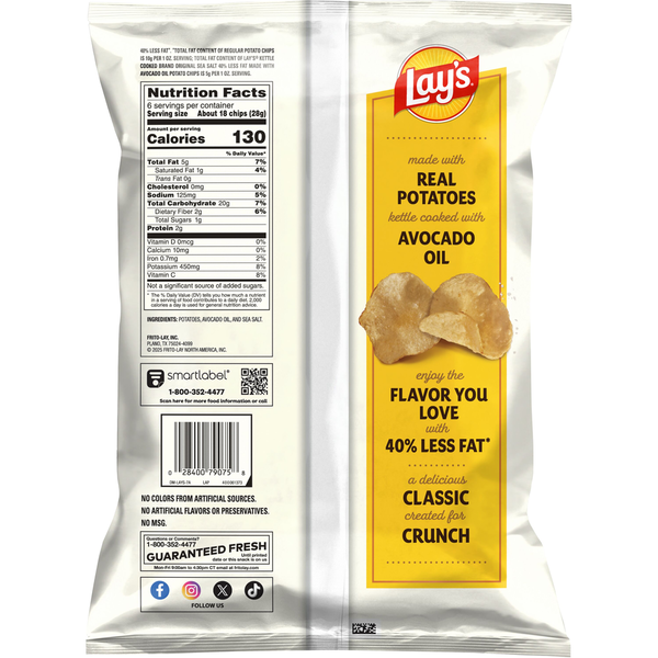Lay's Kettle Cooked Potato Chips Original Sea Salt