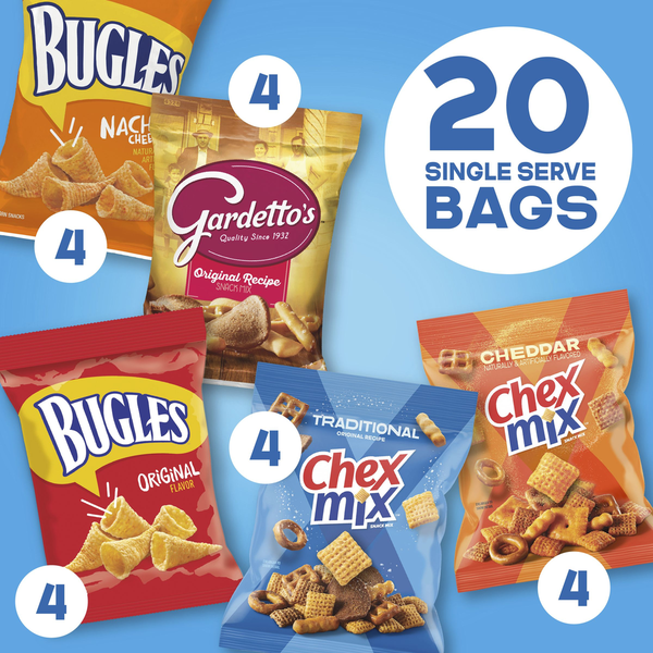 General Mills Multiple Brands Classic Mix Snack Mix Variety Pack Bugles Gardetto's Chex Mix