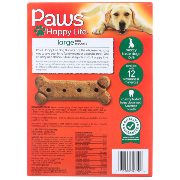 Paws Happy Life Meaty Taste Large Dog Biscuits For All Dogs Over 50 Lbs