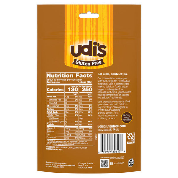 Udi's Gluten Free Au Naturel Granola Sweetened With Pure Honey