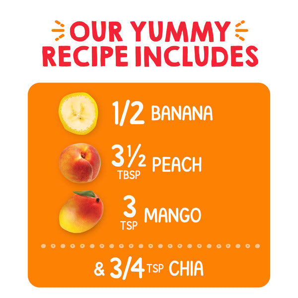 Happy Tot Organics Superfoods Stage 4 Organic Bananas, Peaches & Mangos + Super Chia Pouch 4.22 oz UNIT