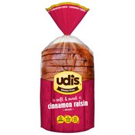 Udi's Gluten Free Cinnamon Raisin Bread, Frozen️