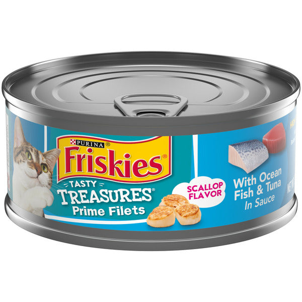 Purina Friskies Pate Wet Cat Food, Tasty Treasures With Ocean Fish & Tuna and Scallop Flavor