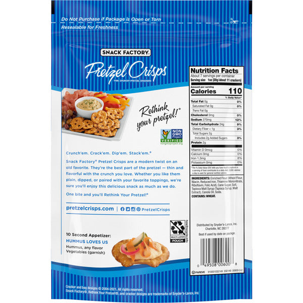 Snack Factory  Original Pretzel Crisps
