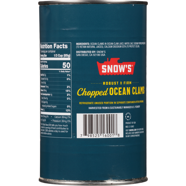 Snow's Chopped Robust & Firm Ocean Clams