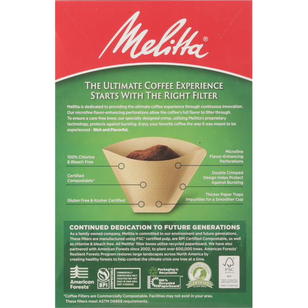Melitta Super Premium Natural Brown Cone Coffee Filters